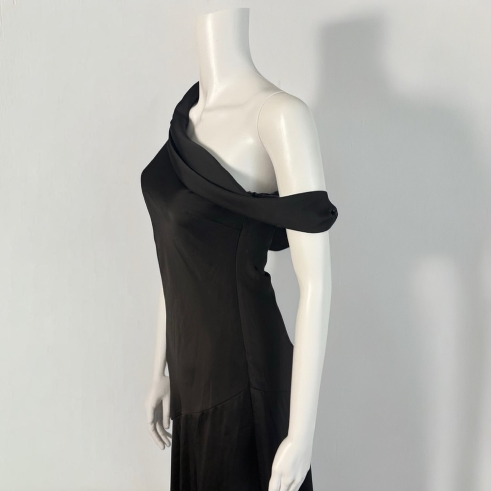 Astr The Label Orissa Satin Off-Shoulder Black Midi Dress XS NWT Holiday - Picture 5 of 7